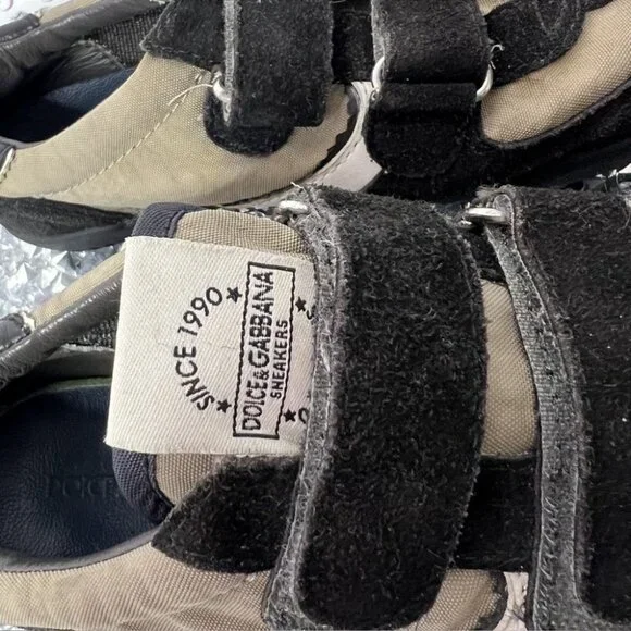 Dolce & Gabbana sneakers Velcro runners black beige classy preppy shoes slip on - Picture 6 of 13